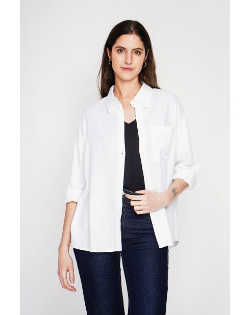 Christiane weißes Oversize-Langhemd aus Leinen
