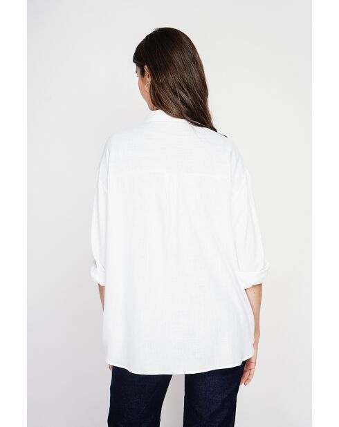 Christiane weißes Oversize-Langhemd aus Leinen