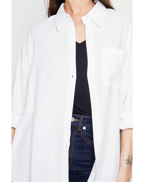 Christiane weißes Oversize-Langhemd aus Leinen