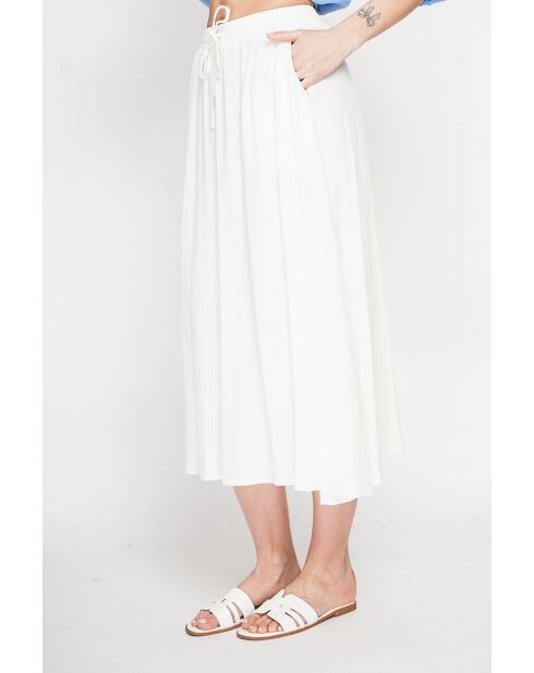 Witte rok met lange taille en linnenmix van Georgette