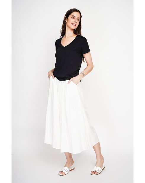 Witte rok met lange taille en linnenmix van Georgette