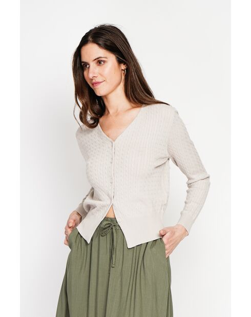 Gilet Nathalie beige con scollo a V