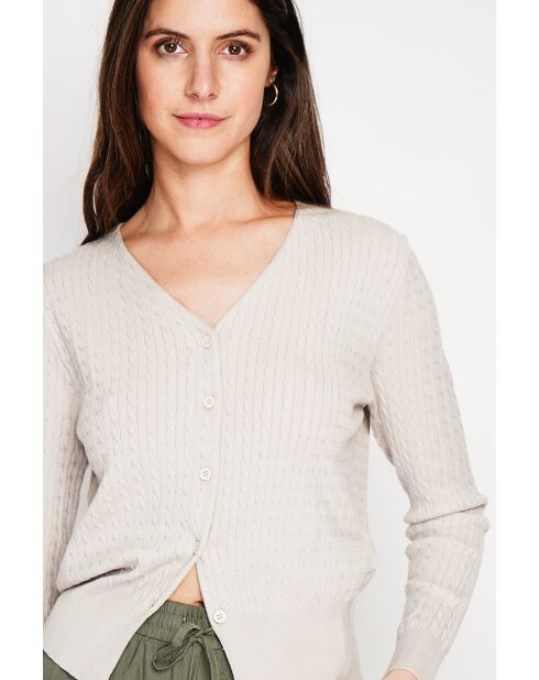 Gilet Nathalie beige con scollo a V
