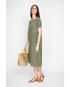 Violettes khakifarbenes Kleid mit Leinenmix