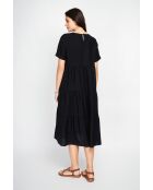 Francine langes Babydoll-Kleid aus Leinenmischung, schwarz