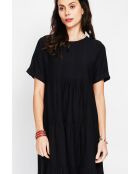 Francine langes Babydoll-Kleid aus Leinenmischung, schwarz