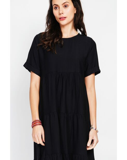 Francine langes Babydoll-Kleid aus Leinenmischung, schwarz