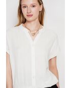 Josée overhemd van witte linnenmix met Tunesische kraag