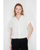 Josée overhemd van witte linnenmix met Tunesische kraag