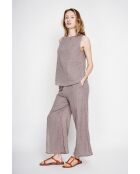 Sandrine Cacao Leinen-Top S und M mit Rundhalsausschnitt