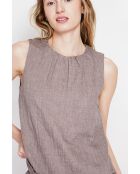 Sandrine Cacao Leinen-Top S und M mit Rundhalsausschnitt