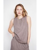 Sandrine Cacao Leinen-Top S und M mit Rundhalsausschnitt