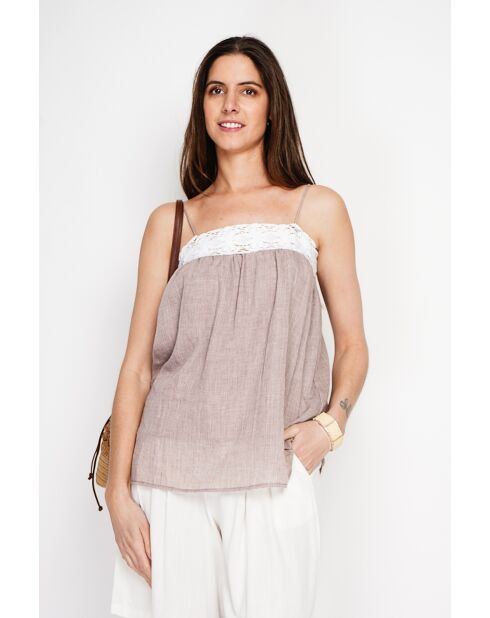 Bernadine Desert Hosenträger aus Leinen mit Spitze