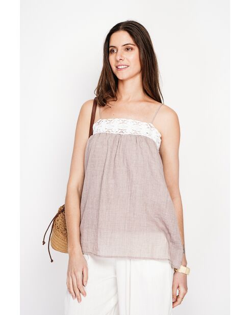 Bernadine Desert Hosenträger aus Leinen mit Spitze