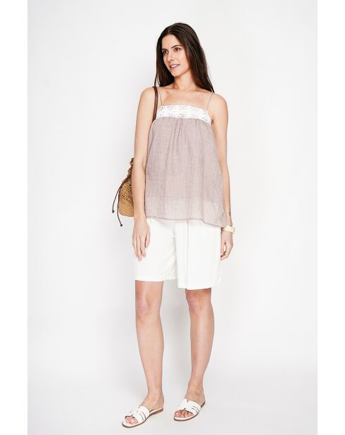 Bernadine Desert Hosenträger aus Leinen mit Spitze