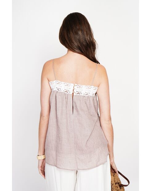 Bernadine Desert Hosenträger aus Leinen mit Spitze