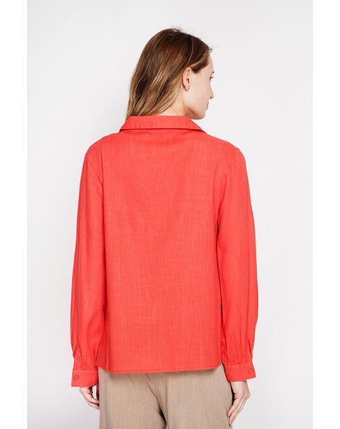 Blouse col chemise en lin Andrée rouge