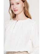 Weiße Leinenbluse mit tunesischem Kragen Suzette