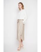 Weiße Leinenbluse mit tunesischem Kragen Suzette