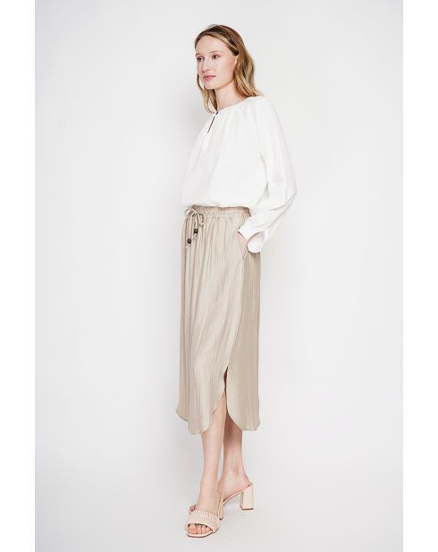 Weiße Leinenbluse mit tunesischem Kragen Suzette