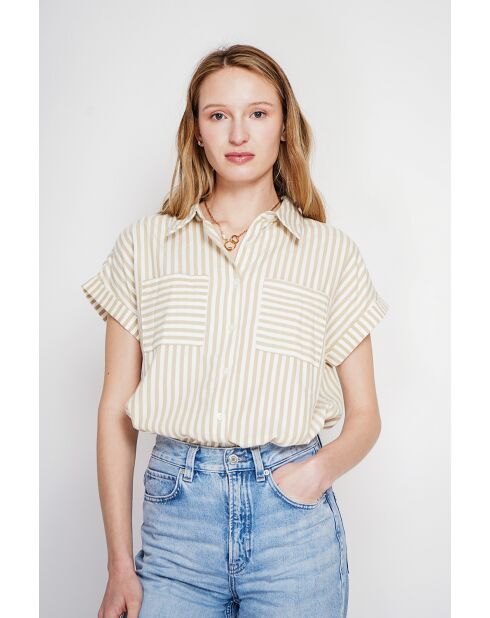 Beiges Hemd Claire aus Leinenmischung