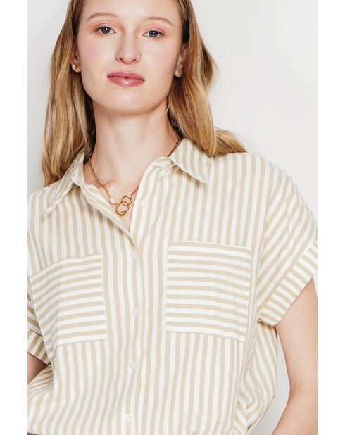 Beiges Hemd Claire aus Leinenmischung