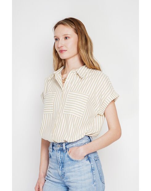 Beiges Hemd Claire aus Leinenmischung