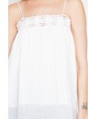 Bernadine Hosenträger aus weißem Leinen mit Spitze