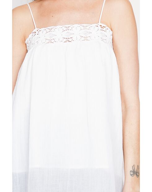 Bernadine Hosenträger aus weißem Leinen mit Spitze