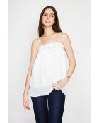 Bernadine Hosenträger aus weißem Leinen mit Spitze