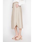 Odette beige uitlopende lange rok van linnenmix