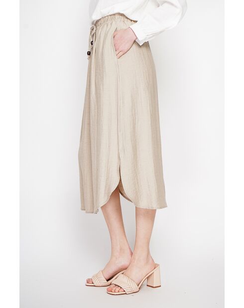 Odette beige uitlopende lange rok van linnenmix