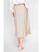 Odette beige uitlopende lange rok van linnenmix