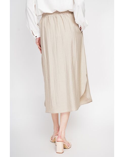 Odette beige uitlopende lange rok van linnenmix