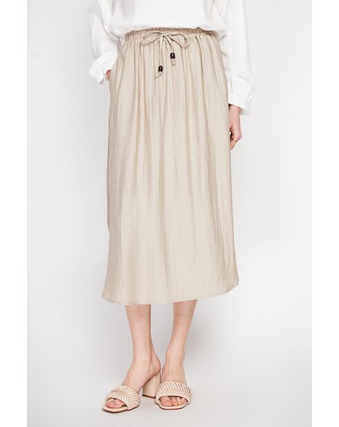 Odette beige uitlopende lange rok van linnenmix