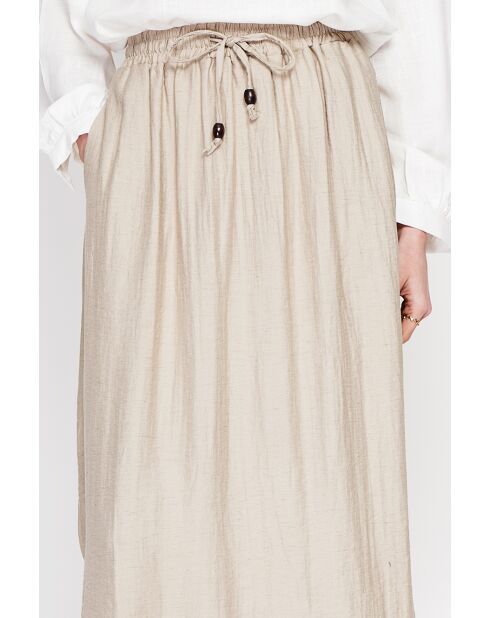 Odette beige uitlopende lange rok van linnenmix