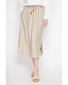 Odette beige uitlopende lange rok van linnenmix