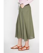 Georgette rok met lange taille en kaki linnenmix