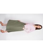 Georgette rok met lange taille en kaki linnenmix