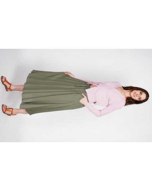 Georgette khakifarbener Rock aus Leinenmischung mit langer Taille