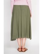 Georgette rok met lange taille en kaki linnenmix