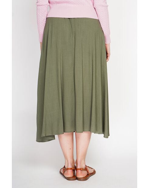 Georgette khakifarbener Rock aus Leinenmischung mit langer Taille