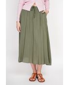 Georgette rok met lange taille en kaki linnenmix