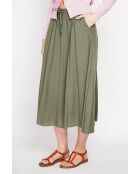 Georgette rok met lange taille en kaki linnenmix
