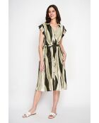 Khakifarbenes Hemdkleid Lucette aus einer Leinenmischung