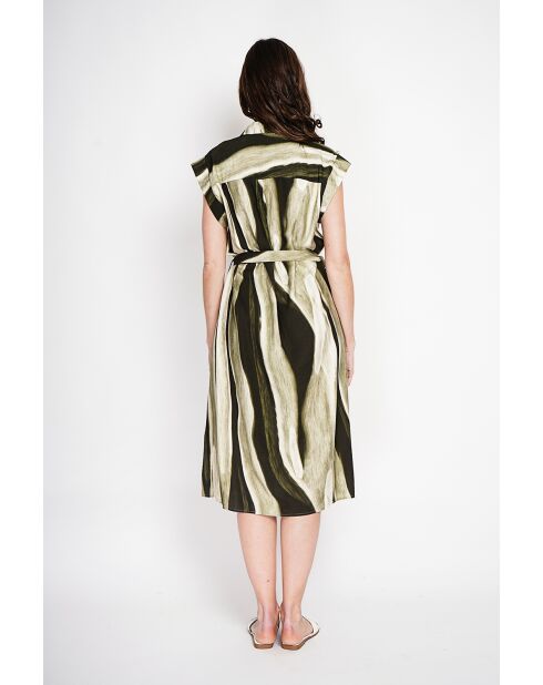 Khakifarbenes Hemdkleid Lucette aus einer Leinenmischung