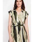 Khakifarbenes Hemdkleid Lucette aus einer Leinenmischung