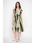 Khakifarbenes Hemdkleid Lucette aus einer Leinenmischung