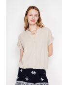 Josée beigefarbenes Hemd aus Leinenmischung mit tunesischem Kragen