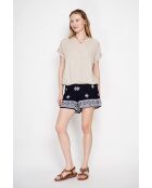 Josée beigefarbenes Hemd aus Leinenmischung mit tunesischem Kragen